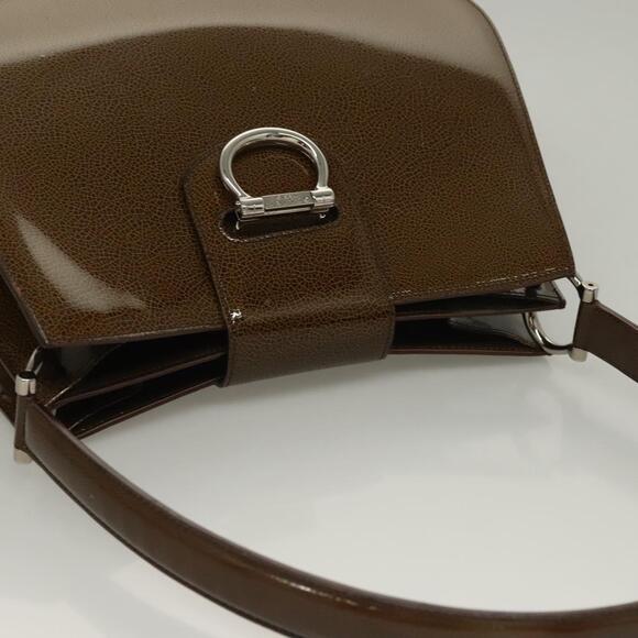 CELINE Shoulder Bag Patent Leather Khaki Silver - Picture 6 of 13